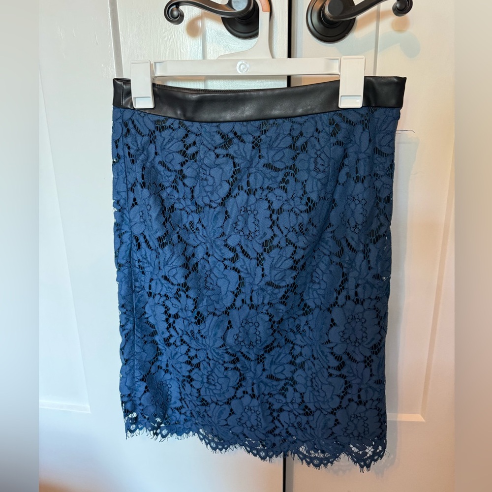 Lace and leather skirt